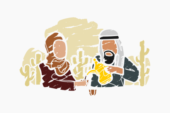 Brushed Arab Pouring Coffee for Wife