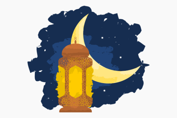 Elevating Ramadan Designs with the Arab Lantern and Crescent on Brushed Sky SVG