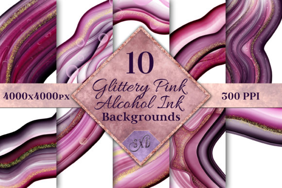 Glittery Pink Alcohol Ink Backgrounds