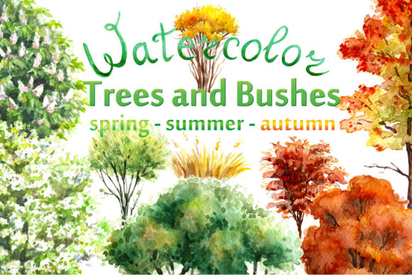 Mastering Watercolor Seasonal Trees and Bushes for Professional Design Projects