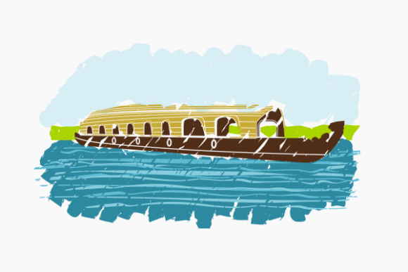 Semi-Oblique Brushed Kerala Houseboat Design
